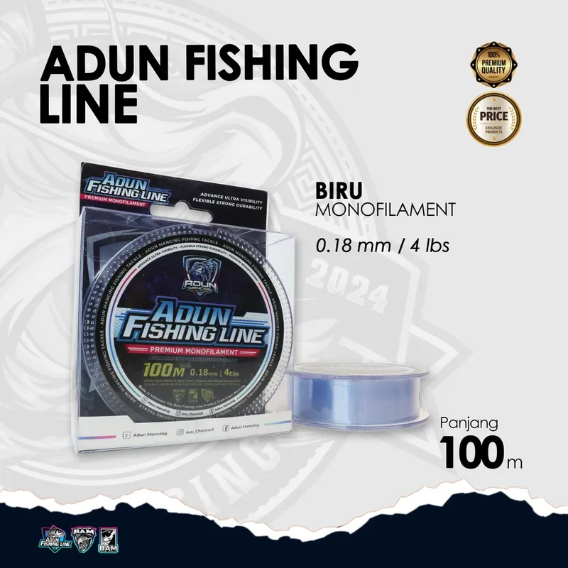 Adun Fishing Line 100m · Biru Bening 0,18 mm
