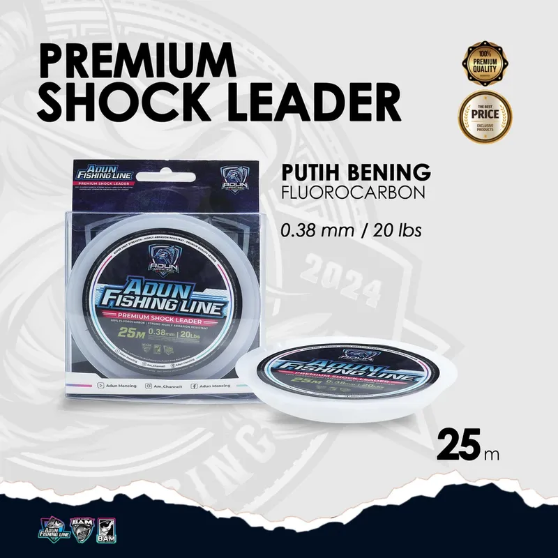 Adun Fishing Line Premium Shock Leader · 0,38 mm / 20 lbs · 25 Meter