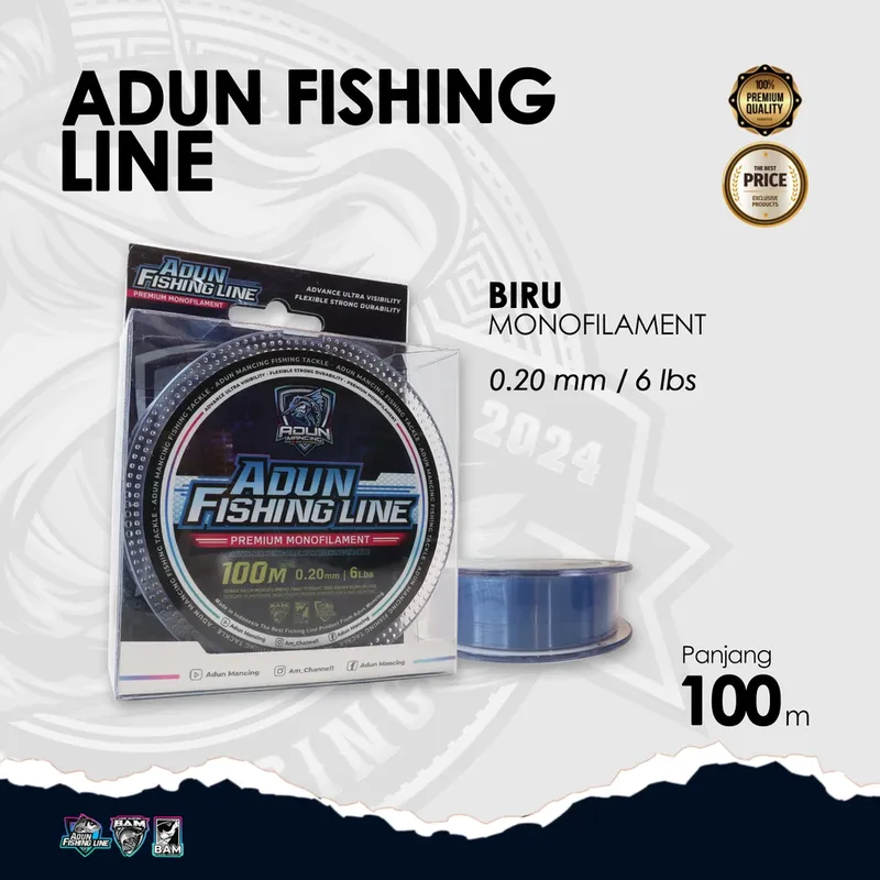 Adun Fishing Line 100m · Biru Bening 0,20 mm