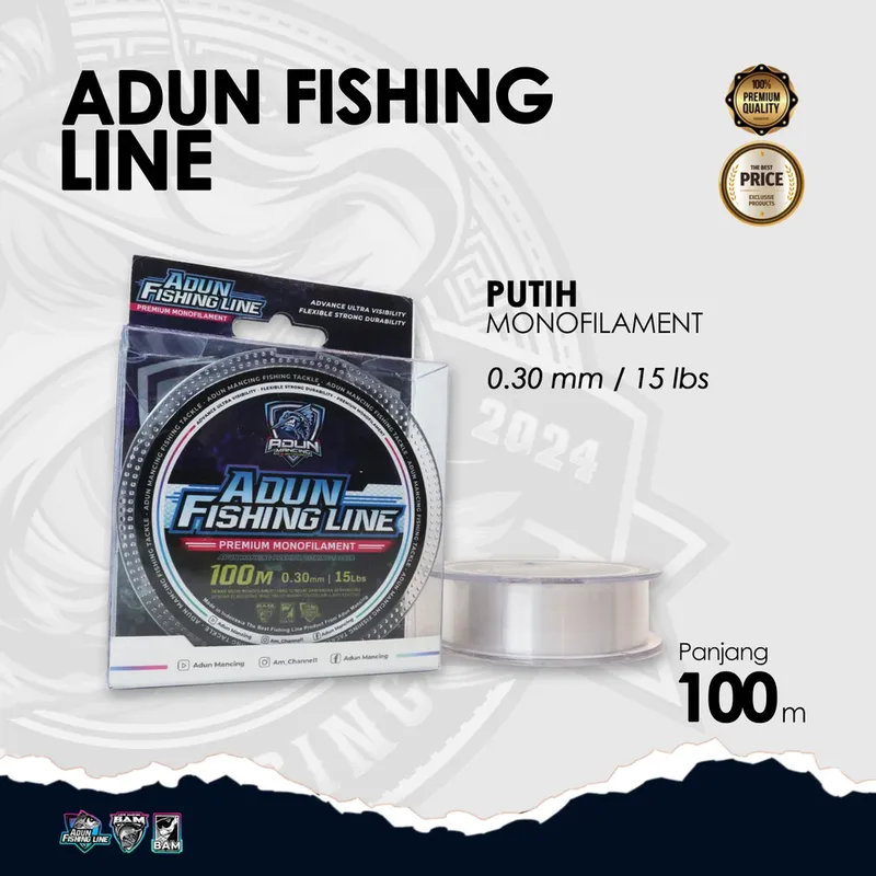 Adun Fishing Line 100m · Putih Bening 0,30 mm