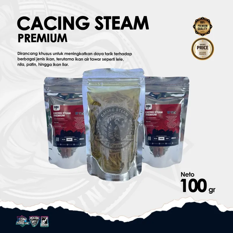 Umpan Mancing Cacing Steam Premium 100 gr