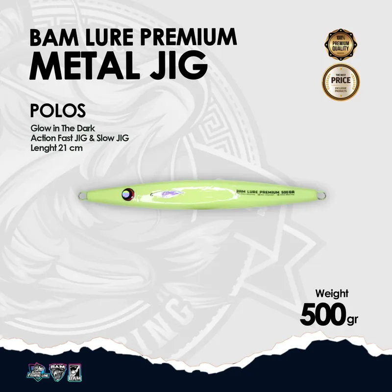 BAM Lure Premium Metal Jig Glow in the Dark (GID) · 500 gr Polos