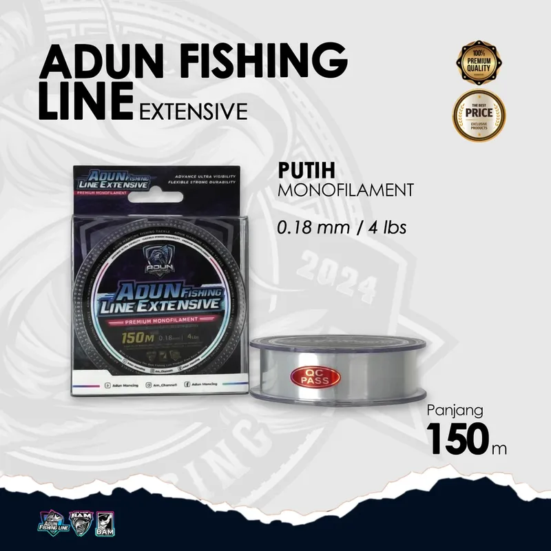 Adun Fishing Line Extensive 150m · Putih Bening 0,18 mm