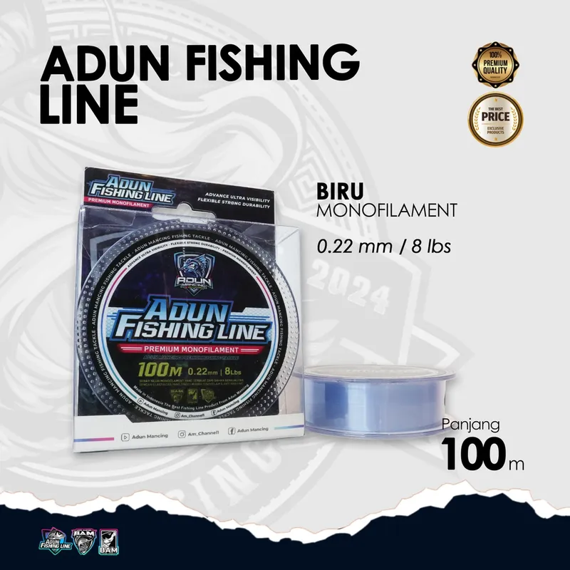 Adun Fishing Line 100m · Biru Bening 0,22 mm