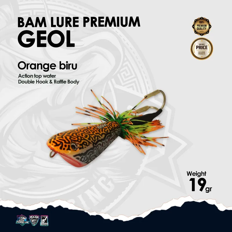 BAM Lure Premium Geol · Action Top Water · Orange Biru