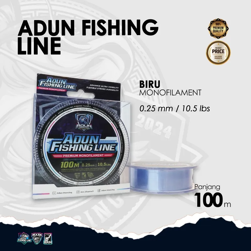 Adun Fishing Line 100m · Biru Bening 0,25 mm