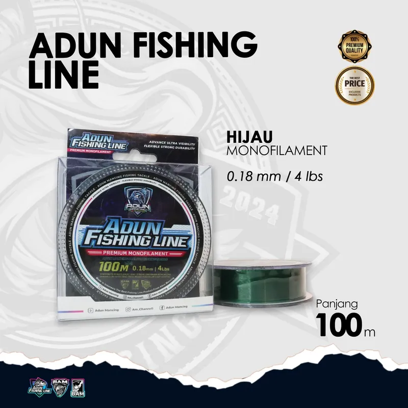 Adun Fishing Line 100m · Hijau Bening 0,18 mm