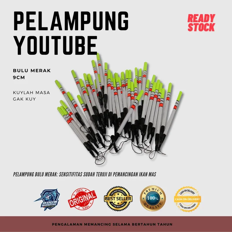 Pelampung Bulu Merak Benang · 9 cm
