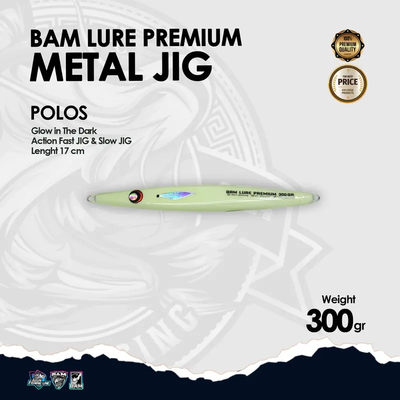 BAM Lure Premium Metal Jig Glow in the Dark (GID) · 300 gr Polos