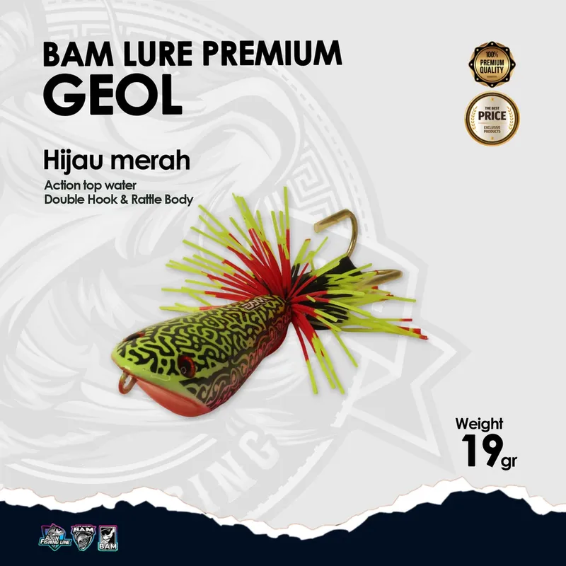 BAM Lure Premium Geol · Action Top Water · Hijau Merah