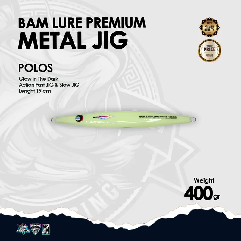 BAM Lure Premium Metal Jig Glow in the Dark (GID) · 400 gr Polos
