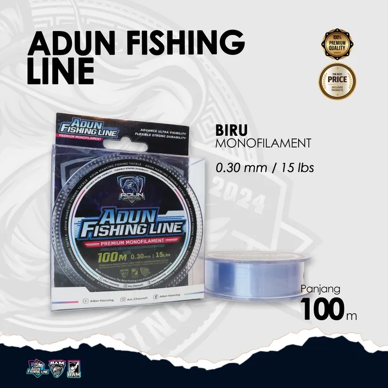 Adun Fishing Line 100m · Biru Bening 0,30 mm