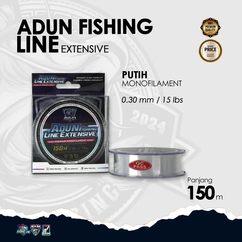 Adun Fishing Line Extensive 150m · Putih Bening 0,30 mm