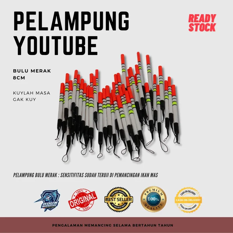 Pelampung Bulu Merak Benang · 8 cm