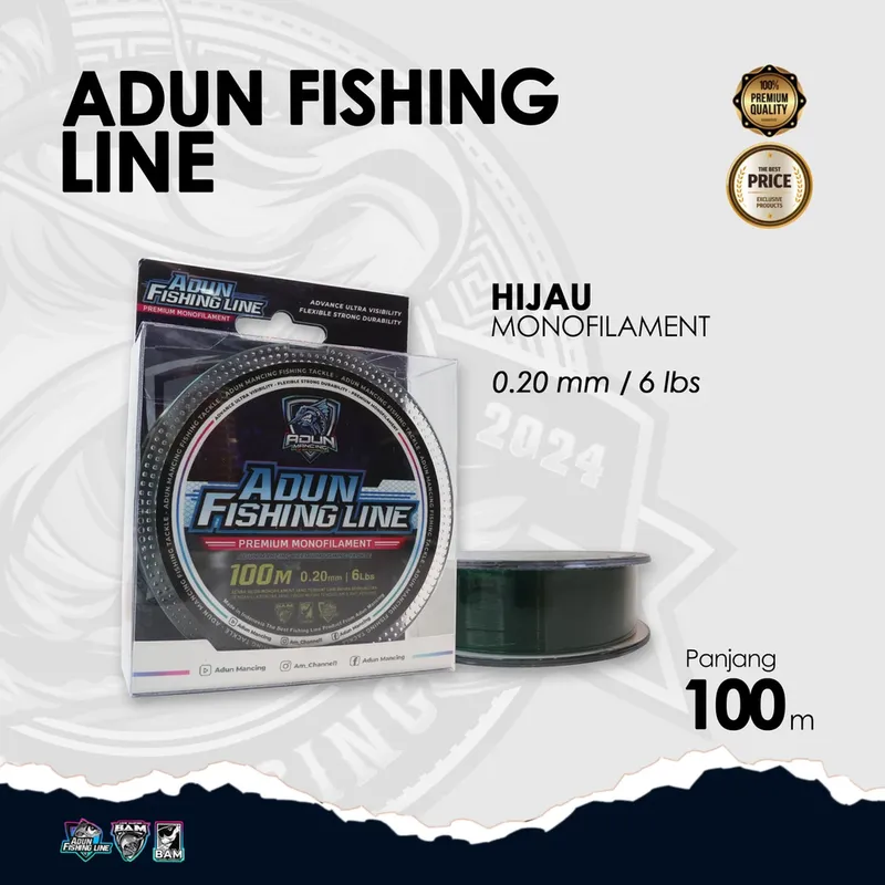 Adun Fishing Line 100m · Hijau Bening 0,20 mm